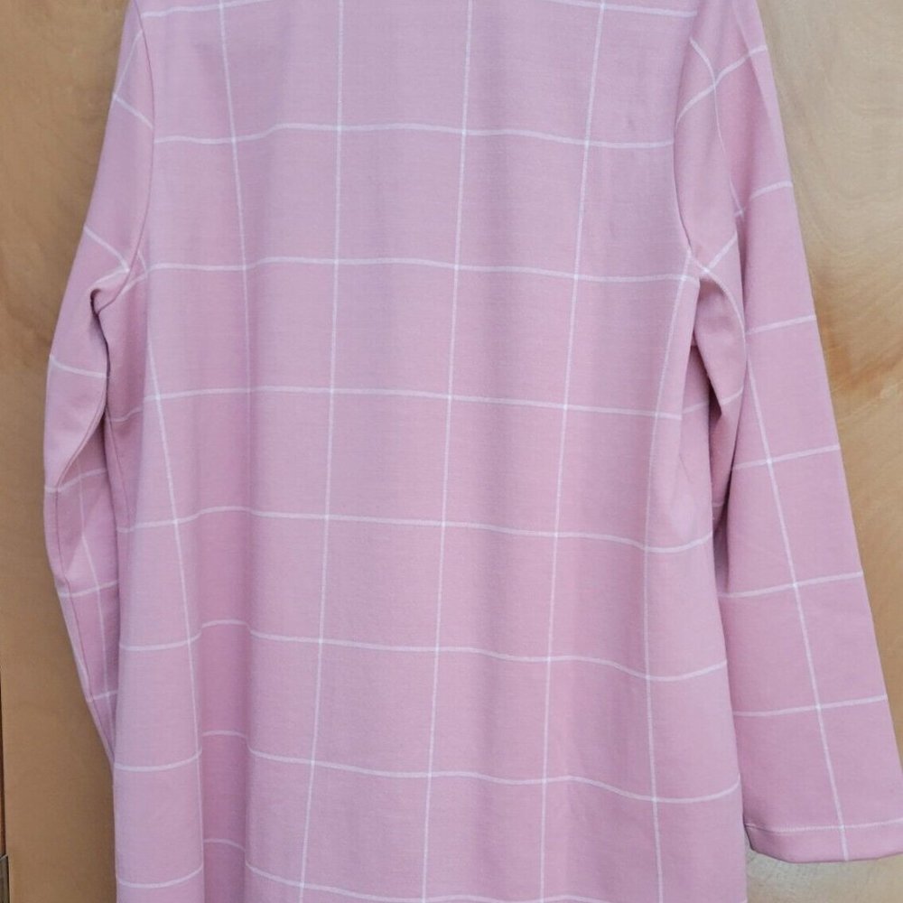 Isaac Mizrahi LIVE! Large Pink Windopane Knit menswear inspired long line jacket - Picture 7 of 9